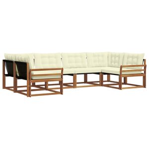 vidaXL Venkovn&iacute; pohovkov&aacute; souprava 6 pcs Přirozen&aacute; a Kr&eacute;mov&aacute;