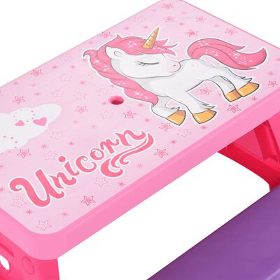 vidaXL Dětský piknikový stůl s lavičkami 79 x 69 x 42 cm růžová