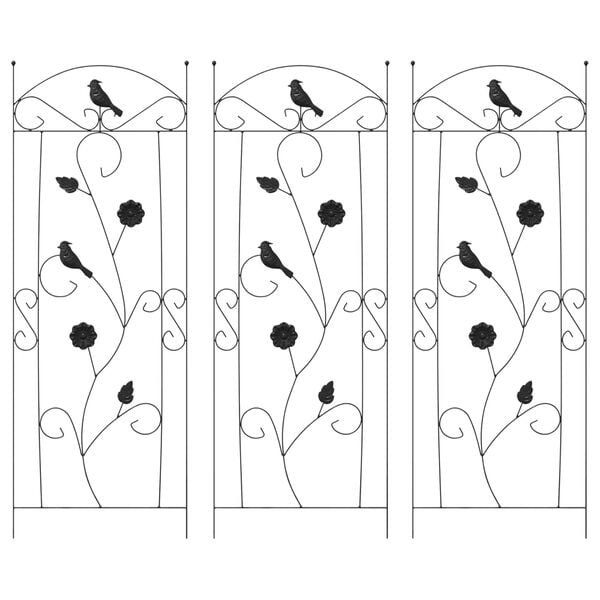 vidaXL Zahradn&iacute; plot 3 pcs Čern&aacute; 112 x 40 cm Ocel