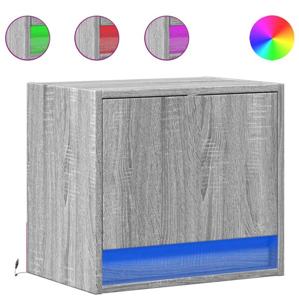 vidaXL Nástěnné noční stolky s LED osvětlením 2 ks šedé sonoma