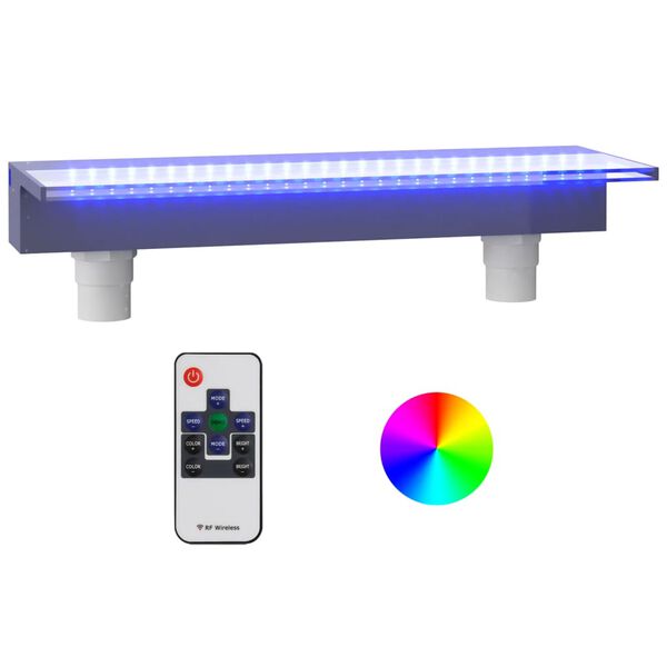 vidaXL Přelivov&yacute; vodop&aacute;d s RGB LED osvětlen&iacute;m akryl 60 cm