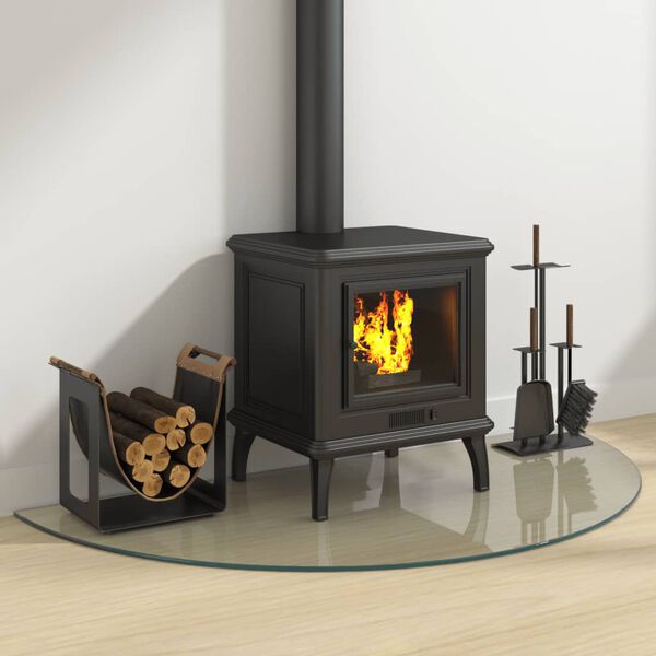 vidaXL Skleněn&aacute; deska pod kamna půlkruhov&aacute; 1 200 x 600 mm