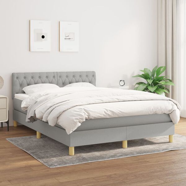 vidaXL Box spring postel s matrac&iacute; světle &scaron;ed&aacute; 140 x 200 cm textil