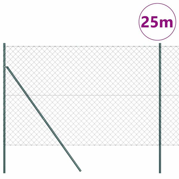 vidaXL Plotov&yacute; sloupek. Zelen&aacute; 25 x 1,6 m (60 x 60 mm s&iacute;ť) Ocel a PVC