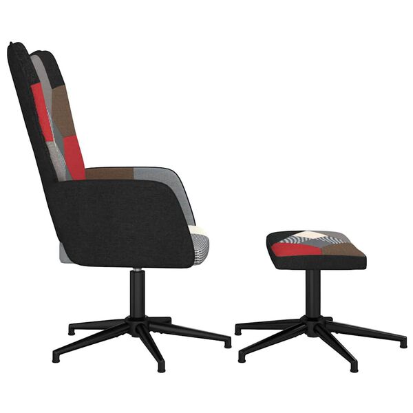 vidaXL Relaxační křeslo se stoličkou patchwork textil