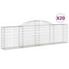 vidaXL Klenut&eacute; gabionov&eacute; ko&scaron;e 20ks 300x30x80/100 cm pozinkovan&eacute; železo