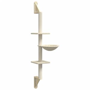 vidaXL N&aacute;stěnn&eacute; &scaron;krabadlo pro kočky se sloupkem kr&eacute;mov&eacute; 142,5 cm