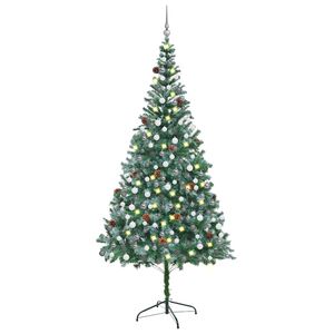 vidaXL Uměl&yacute; v&aacute;nočn&iacute; stromek LED osvětlen&iacute; sada koul&iacute; a &scaron;i&scaron;ky 210 cm