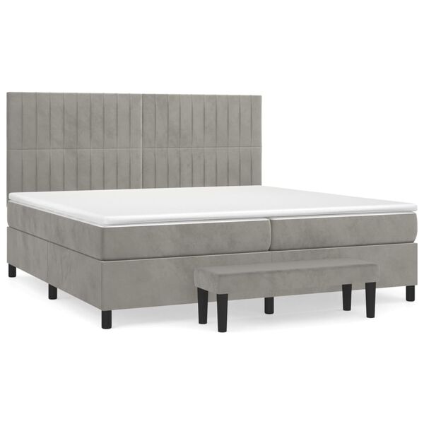 vidaXL Box spring postel s matrac&iacute; světle &scaron;ed&aacute; 200x200 cm samet