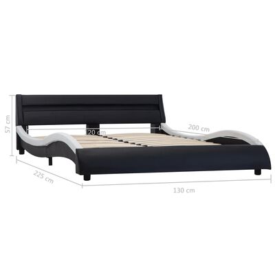 vidaXL Rám postele s LED světlem černobílý umělá kůže 120 x 200 cm