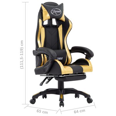 vidaXL Herní židle s podnožkou zlatá a černá umělá kůže