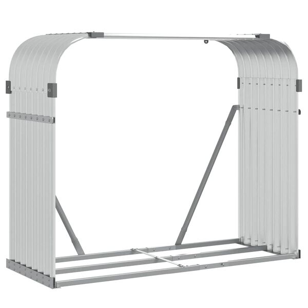 vidaXL Stojan na dřevo stř&iacute;brn&yacute; 120 x 45 x 100 cm pozinkovan&aacute; ocel