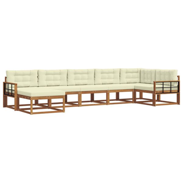 vidaXL Venkovn&iacute; pohovkov&aacute; souprava 7 pcs Přirozen&aacute; a Kr&eacute;mov&aacute;