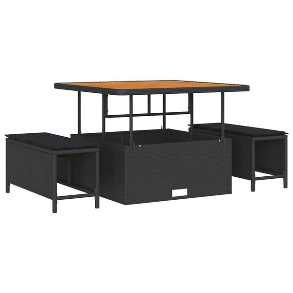 vidaXL Sada zahradních pohovek 11 pcs Černá polyratan