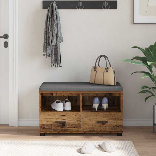 vidaXL Chodbičkov&aacute; lavice s pol&scaron;t&aacute;řem Star&eacute; dřevo 80 x 38 x 46 cm