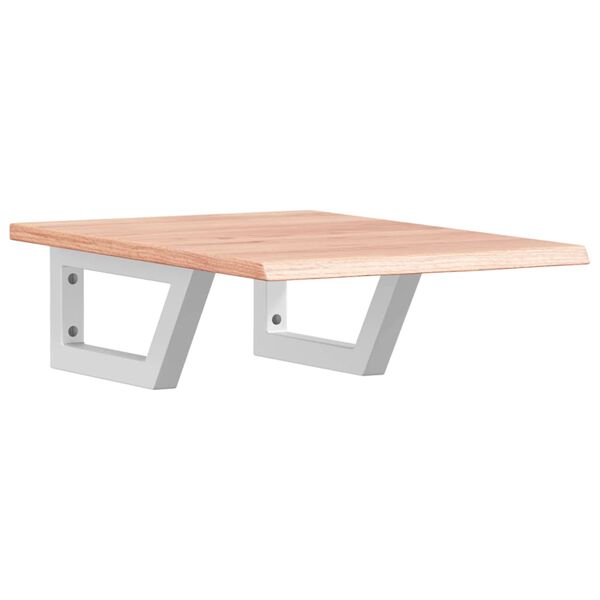 vidaXL Deska pod umyvadlo n&aacute;stěnn&aacute; ocel a masivn&iacute; dubov&eacute; dřevo