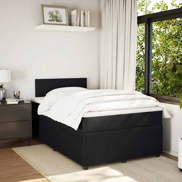 vidaXL Box spring postel s matrac&iacute; čern&aacute; 120 x 190 cm samet