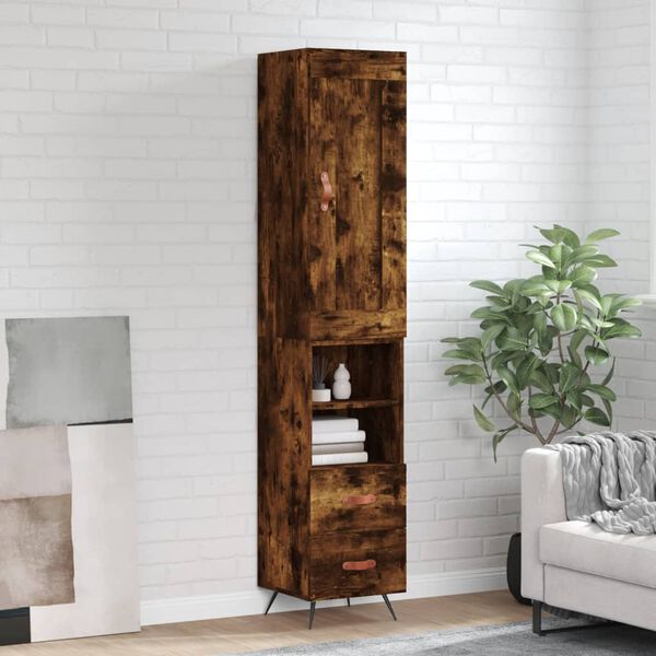 vidaXL Skř&iacute;ň highboard kouřov&yacute; dub 34,5 x 34 x 180 cm kompozitn&iacute; dřevo