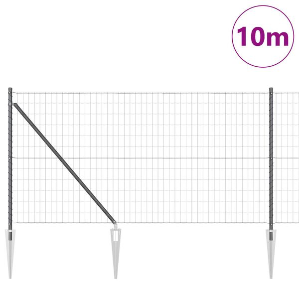 vidaXL Plot s sloupkem Šedá 1 x 10 m Ocel a PVC