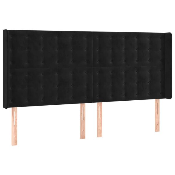 vidaXL Čelo postele typu u&scaron;&aacute;k čern&eacute; 183x16x118/128 cm samet