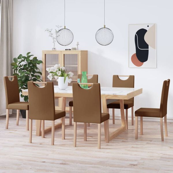 vidaXL J&iacute;deln&iacute; židle 6 ks hněd&eacute; textil