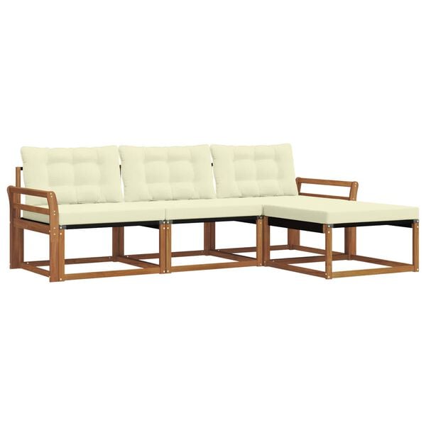 vidaXL Venkovn&iacute; pohovkov&aacute; souprava 4 pcs Přirozen&aacute; a Kr&eacute;mov&aacute;