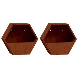 vidaXL N&aacute;stěnn&eacute; květin&aacute;če 2 ks rezav&eacute; cortenov&aacute; ocel 30 x 10 x 25 cm