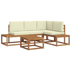 vidaXL Venkovn&iacute; pohovkov&aacute; souprava 5 Kus Přirozen&aacute; a Kr&eacute;mov&aacute;