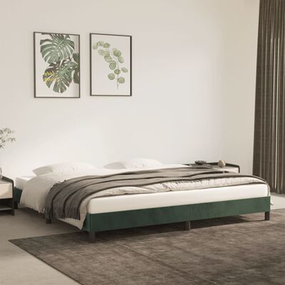 vidaXL Rám postele tmavě zelený 200 x 200 cm samet