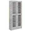 vidaXL Prosklen&aacute; skř&iacute;ň betonově &scaron;ed&aacute; 82,5 x 30,5 x 185,5 cm kompozit