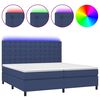 vidaXL Box spring postel s matrac&iacute; a LED modr&aacute; 200x200 cm textil