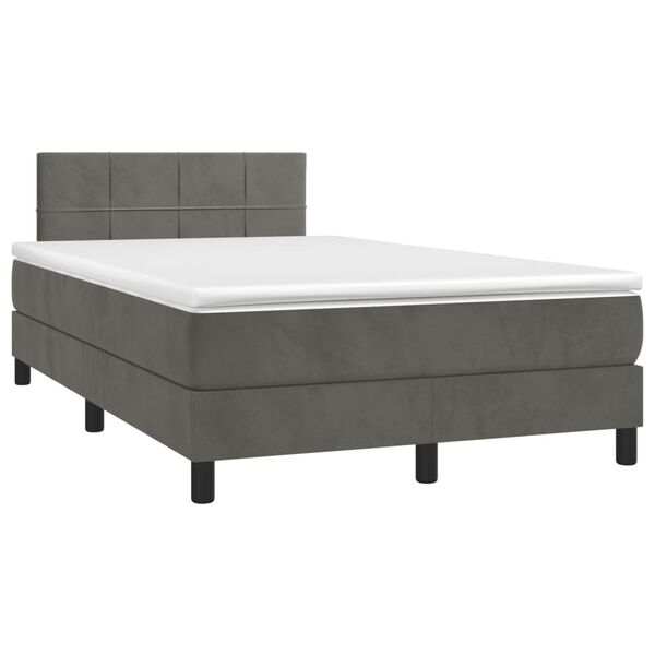 vidaXL Box spring postel s matrac&iacute; tmavě &scaron;ed&yacute; 120x190 cm samet
