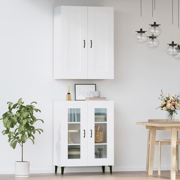 vidaXL Skř&iacute;ň highboard b&iacute;l&aacute; 69,5 x 34 x 180 cm kompozitn&iacute; dřevo