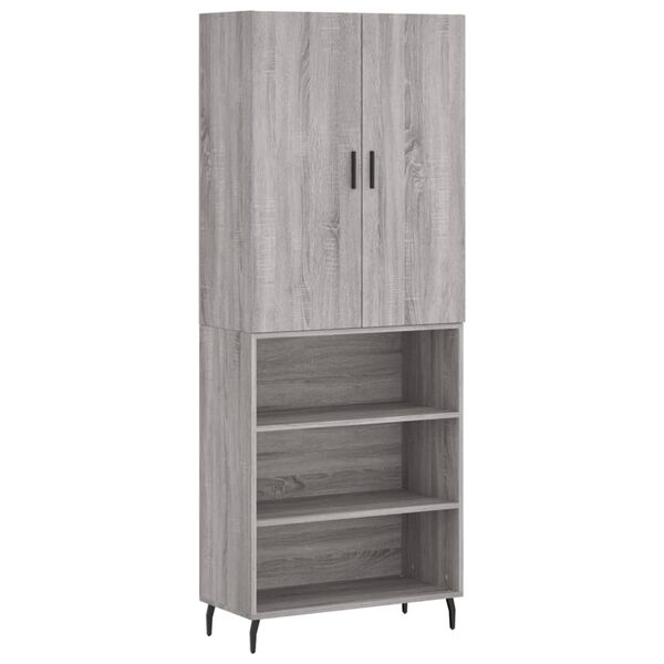 vidaXL Skř&iacute;ň highboard &scaron;ed&aacute; sonoma 69,5 x 34 x 180 cm kompozitn&iacute; dřevo