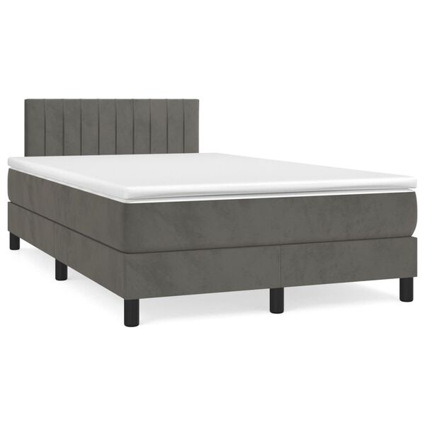 vidaXL Box spring postel s matrac&iacute; tmavě &scaron;ed&yacute; 120x190 cm samet