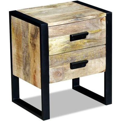 vidaXL Odkládací stolek se 2 zásuvkami, masivní mangovníkové dřevo 43x33x51 cm