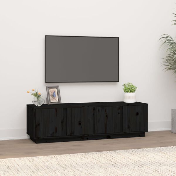 vidaXL TV skř&iacute;ňka čern&aacute; 140 x 40 x 40 cm masivn&iacute; borov&eacute; dřevo