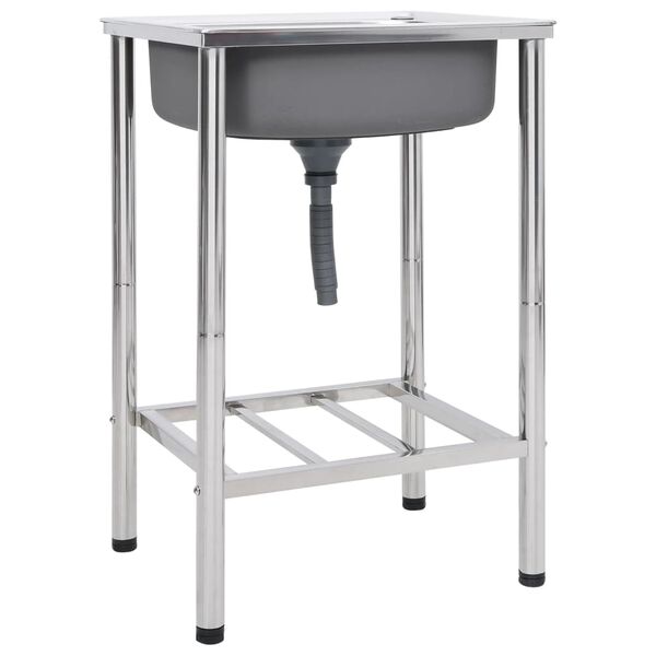 vidaXL Kempingov&yacute; dřez jednoduch&yacute; nerezov&aacute; ocel