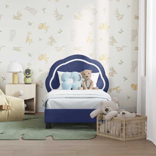 vidaXL Rám postele pro batole s čelem Policová modrá 70 x 140 cm samet