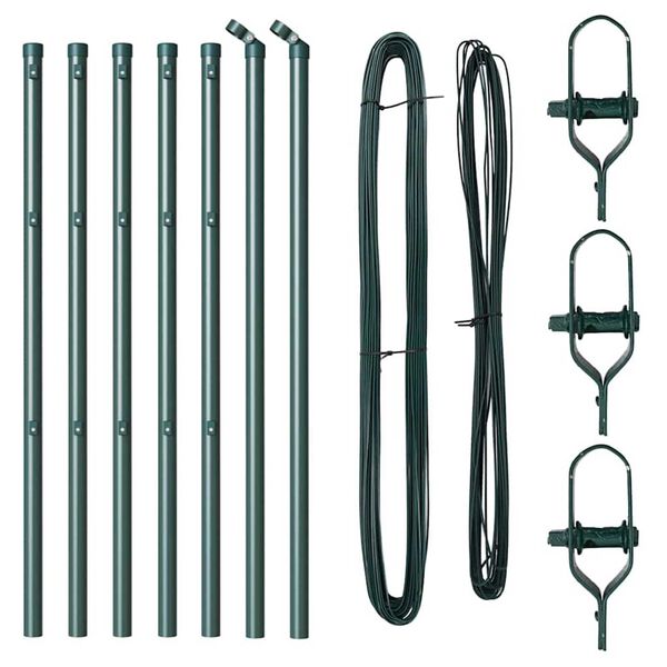 vidaXL Plotové sloupky 7 pcs Zelená Ø32mm 80 cm Pozinkovaná ocel