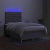 vidaXL Box spring postel s matrac&iacute; a LED světle &scaron;ed&aacute; 120x200 cm textil