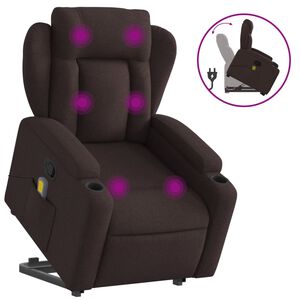 vidaXL Zvedac&iacute; mas&aacute;žn&iacute; polohovac&iacute; křeslo tmavě hněd&eacute; textil
