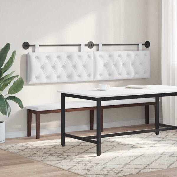 vidaXL Z&aacute;věsn&aacute; čeln&iacute; deska N&aacute;stěnn&yacute; B&iacute;l&yacute; 210 x 55 x 7 cm textil