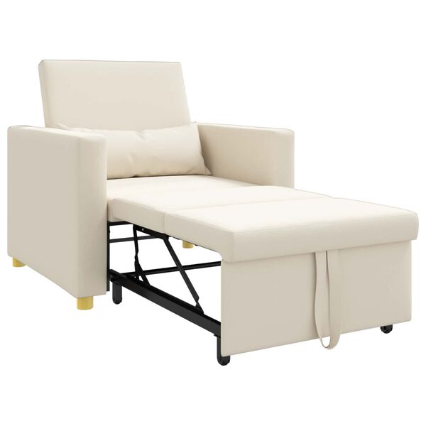 vidaXL Rozkl&aacute;dac&iacute; pohovka - jednolůžkov&aacute; Kr&eacute;mově b&iacute;l&aacute; 90 x 165 x 87 cm