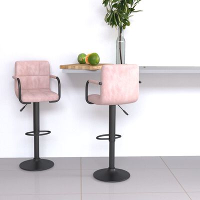 vidaXL Barové židle 2 ks růžové samet