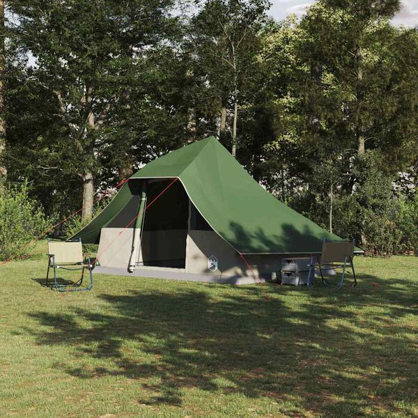 vidaXL Tipi stan se střechou Zelená 364 x 281 x 257 cm taft