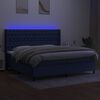 vidaXL Box spring postel s matrac&iacute; a LED modr&aacute; 200x200 cm textil