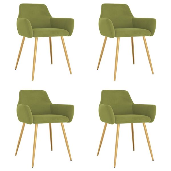 vidaXL J&iacute;deln&iacute; židle 4 ks světle zelen&eacute; samet