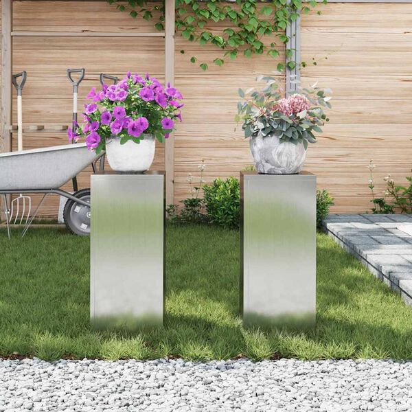 vidaXL Stojan na rostliny 2 pcs Stříbrná 24 x 24 x 55 cm