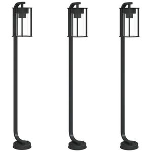 vidaXL Venkovn&iacute; stojac&iacute; lampy 3 ks čern&eacute; 100 cm nerezov&aacute; ocel